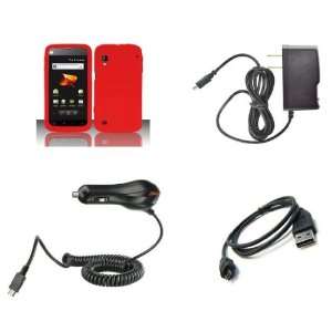  ZTE Warp (Boost Mobile) Premium Combo Pack   Red Silicone 