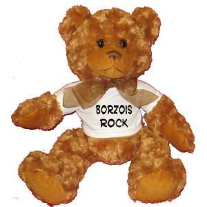  Borzois Rock Plush Teddy Bear with WHITE T Shirt Toys 