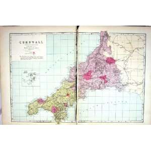   Bacon Antique Map 1883 Scilly Isles Cornwall England
