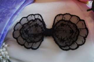 Vintage~Black Victorian~Re Embroidered~3~D~BOWS~  