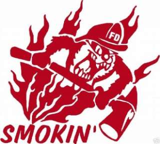 Firefighter Sticker  Smokin Taz Decal 4x4   WHITE  