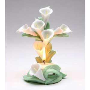    Calla Lily Flower Cross Porcelain Tea Light Candle