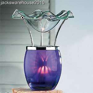 Purple Glass w/Butterfly Pattern Oil Tart Warmer Burner  