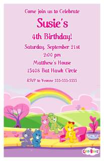 Set of 10 The Care Bears Personalized Invitations #3  