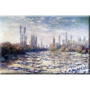  Floating Ice Near Vetheuil 30x20 Streched Canvas Art by 