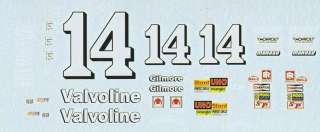 14 AJ FOYT Valvoline Chevrolet 1/24   1/25th scale Waterslide Decals 