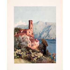 1908 Print Castagnola Lugano Lago Lake Italy Coastal Landscape Ella Du 