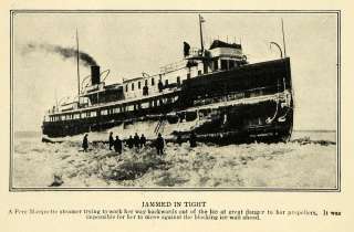   Marquette Steam Ship Ice Blockade Jam   ORIGINAL HISTORIC IMAGE  