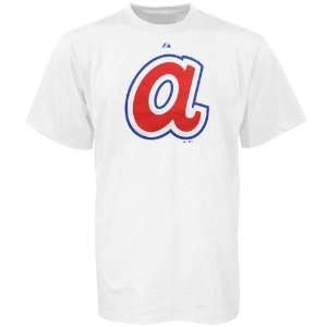  Majestic Atlanta Braves White Cooperstown Official Logo T 