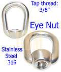   Steel 316 Eye Nut Tap Thread 3/8 (UNC) Marine 1,000 LBS Capacity