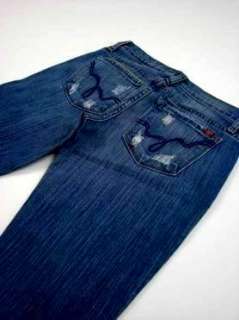 NEW BLUE 2 CULT DESTROYED PATCH STITCHED FLARE JEANS 25  