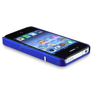 Blue w/ Chrome Hole Hard Case+Car+US Home Charger+Cable Kit For iPhone 