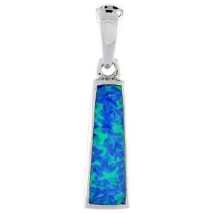 Sterling Silver Trapezoid Shape Pendant, Inlaid w/ Lab Opal, 5/8 (15 