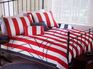   TWIN SIZE QUILT QUILTED COVERLET RED WHITE BLUE USA AMERICA  