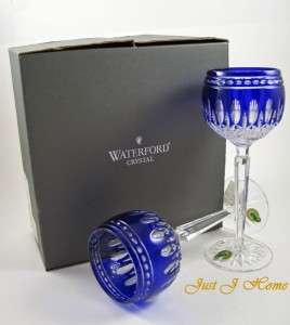 Waterford Clarendon Cobalt Blue Wine Hocks Set of 2 NIB  