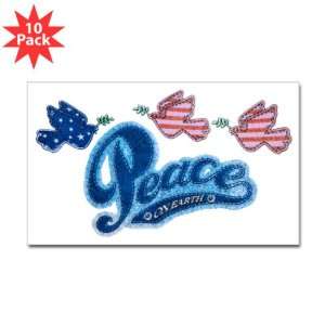  Sticker (Rectangle) (10 Pack) Peace on Earth Birds Symbol 