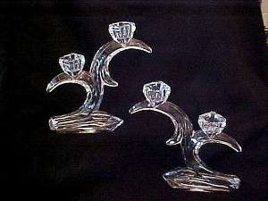 Pair DALZELL VIKING Crescent Moon DOUBLE CANDLE HOLDERS  