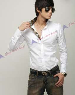 Colour Fashion Korean Version Mens Slim Striped Casual Long sleeve 