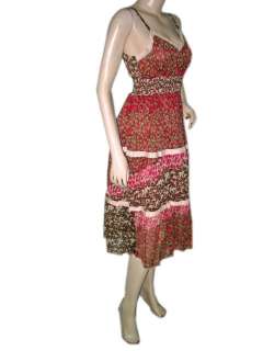   Strap Dress Brown Red Floral Print V neckline Sundress ONSale  