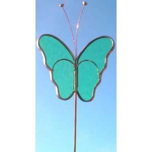  Aqua Butterfly Garden Stake  Stained Glass Everything 