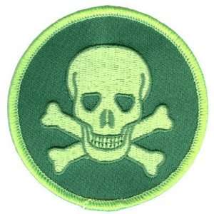  SKULL GREEN ON GREEN Fun Embroidered Biker Vest Patch 