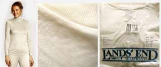 LANDS END SWEATER 100% SILK TNECK L LAYERING NWT IVORY  