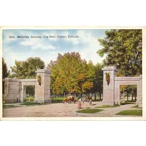 1920s Vintage Postcard McLellan Gateway   City Park   Denver Colorado
