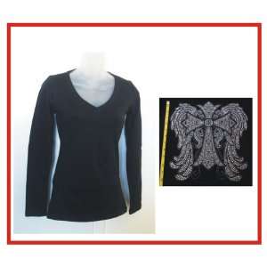  Rhinestone iron on Transfer Long Sleeve T shirt Wings 