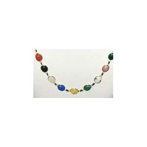  14K Solid Yellow Gold Scarab Gemstones Necklace 16 New 