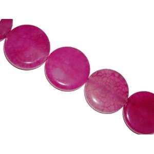  Pink fire agate coin, 25x25mm, sold per 16 inch strand 