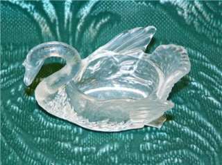   1902 EAPG Cambridge Glass OPEN Figural Bird SWAN SALT DIP Set/7  
