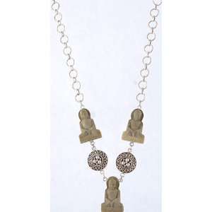  Three Meditational Buddhas (Carved in Stone) Necklace 