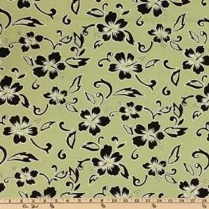  60 Wide Hawaiian Stretch Twill Floral Green Fabric By 