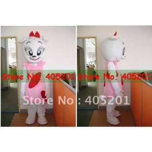  white cat mascot costume pink dress Toys & Games