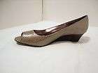 Calvin Klein Bree Womens Shoes Size 8 Taupe Python Leather Peep Low 