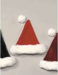 velvet plush santa claus hat red with white long hair band