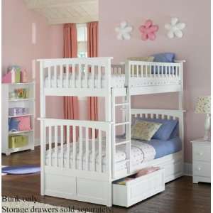 Twin Size Bunk Bed White Finish 