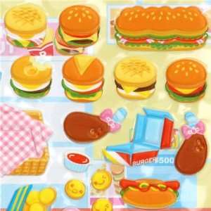    cool 3D sponge sticker set food burger hot dog Toys & Games