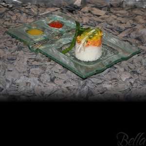  Venetian Cast Glass Sushi Platter   Wavy Split Series 