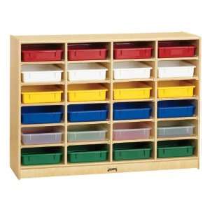   Birch Paper Tray Cubby Unit 24 Cubbies with Colorful Trays Baby