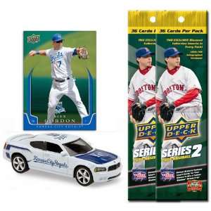 MLB Dodge Charger w/ Trading Card & 2 Packs of 2 Fat Packs Kansas City 
