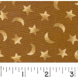  45 Wide MOON AND STARS   CARAMEL Fabric By The Yard 