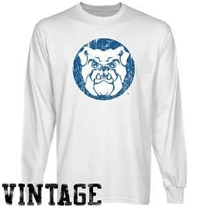 Butler Bulldogs White Distressed Logo Vintage Long Sleeve T shirt