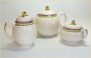 English Homestead Ware Tea Pot Set Rainbow Pattern  