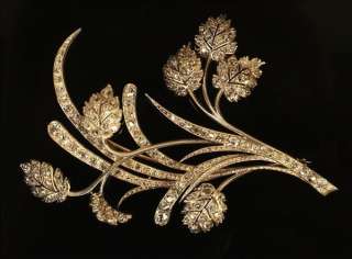 50CTW ROSECUT DIAMOND VICTORIAN LEAF BROACH  