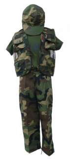 Children Army Camouflage Costume 4 Pieces Set M L XL  