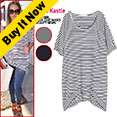 New Womens Striped Casual Cape Summer Tee size S   L  