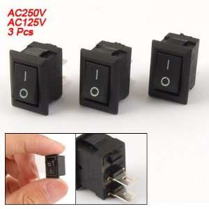  Como AC Mini 2 Pin On/off SPST Black Rocker Switch 3 Pcs 