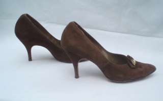 Vintage 50s Brown Suede Heels Shoes by Johnsonette 8  