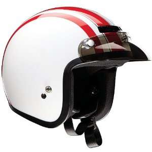   Adult Jimmy Harley Cruiser Motorcycle Helmet   White/Red / X Small